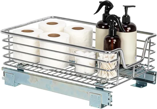 Miniatura 16 de Household Essentials Glidez Organizador de almacenamiento multiusos de acero cromado extraíble/deslizante para uso debajo del gabinete - Diseño de 2