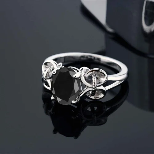 Miniatura 123 de Gem Stone King Anillo de compromiso ovalado con piedra natal para mujer, plata de ley 925, ovalado de 0.354 x 0.276 in, anillo de compromiso