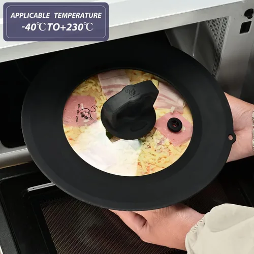 Miniatura 5 de Tapa universal de vidrio templado ventilado para sartén con borde de silicona resistente al calor, cubierta de tapa de salpicaduras de microondas