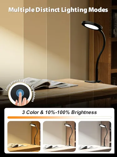 Miniatura 2 de Luces de lectura infinitas regulables para libros en cabecero de cama, lámpara de lectura con clip de control táctil de 450 lúmenes, cuidado