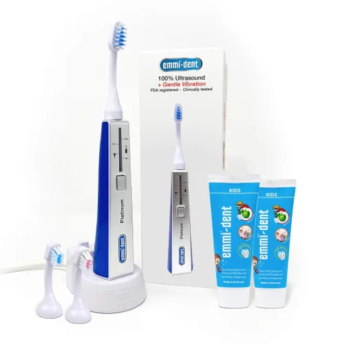 Miniatura 9 de Emmi-dent Cepillo de dientes eléctrico Oral Waver con tecnología 100% de ultrasonido, vibración suave y pasta de dientes nano-burbuja. Ideal