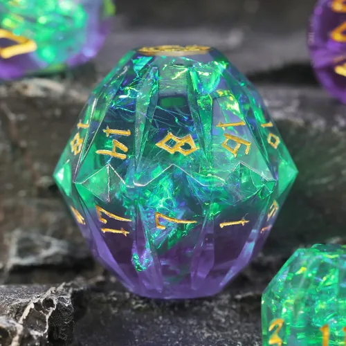 Miniatura 15 de FONVGOGO Dados Ojo de Dragón para Mazmorras y Dragones, Juego de Dados de Resina de Borde Afilado con Núcleo Líquido D&D Dados Poliédricos del Ojo