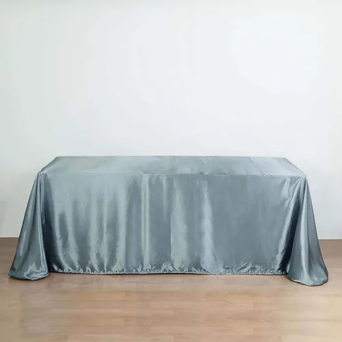 Miniatura 100 de Efavormart - Mantel rectangular de satén, 90 x 132 pulgadas, suave, oblongo, lavable, mantel decorativo de tela sedosa para bodas, fiestas, Plata