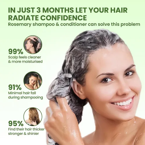 Miniatura 4 de Set de champú y acondicionador para el crecimiento del cabello con romero: infundido con aceite de árbol de té, menta y biotina - Limpia y ayuda a