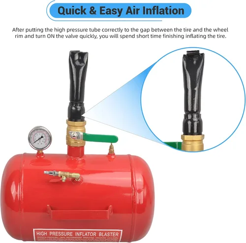Miniatura 3 de Asentador de talón de neumático de aire de 5 galones, herramienta explosora de 110 PSI para asentar inflador de neumáticos con medidor por GESEXI