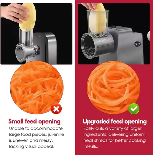 Miniatura 8 de Rallador eléctrico de queso, rallador eléctrico de 250 W para bloque de queso con 7 cuchillas diferentes, triturador eléctrico de queso, máquina