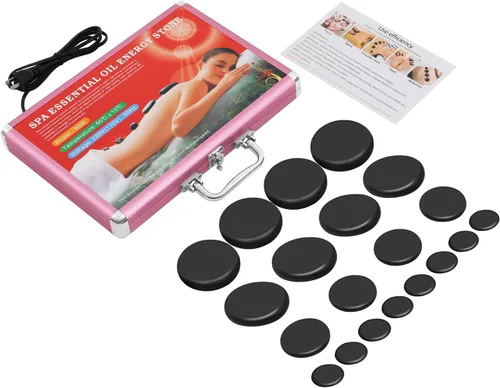 Miniatura 9 de SHZICMY Hot Stones - Juego de masaje, 16 piedras calientes de basalto con kit de calentador para spa profesional o en casa, relajación, curación