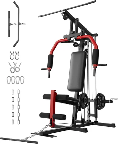 GarveeTech Equipo de gimnasio en casa, máquina de pesas de entrenamiento con sistema de polea de cable, capacidad de peso de 400 libras, estación de