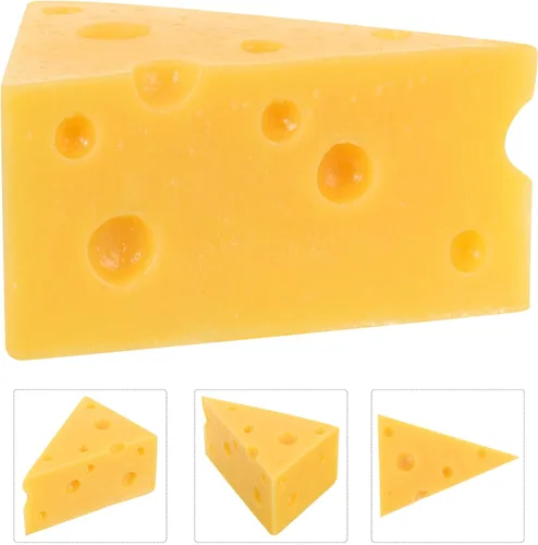 Miniatura 7 de SOLUSTRE Modelo de queso falso, pastel de queso triangular, 2.55 pulgadas, decoración de queso de simulación duradera para panadería, cocina