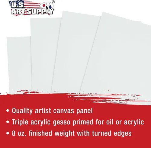 Miniatura 4 de U.S. Art Supply Paneles de lienzo artístico de 16 x 20 pulgadas, paquete de 4 lienzos de algodón pesado de 8 onzas sin ácidos para pintar acrílicos