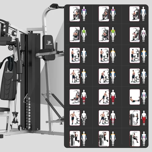Miniatura 9 de ULTRA FUEGO Estación de entrenamiento de gimnasio en casa multifuncional con sistema de polea, desarrollador de brazos y piernas para entrenamiento