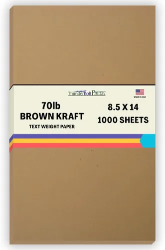 Miniatura 12 de 50 hojas de papel de fibra kraft marrón con texto 28/70 # (no tarjeta/cubierta), 4.25 x 11 pulgadas, tamaño media carta, corte largo, peso de 70