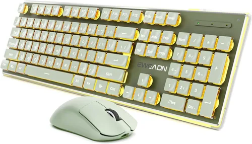 Miniatura 9 de SEUNKWANG EWEADN V3 Combo de Teclado y Mouse Inalámbrico con Retroiluminación Azul, Panel Metálico, Teclado y Mouse de Computadora Recargable Negro