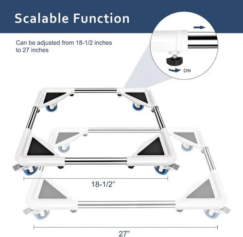 Miniatura 2 de SPACECARE Soporte para Mini Nevera Mueble Dolly Rodillo Móvil con 4 Ruedas con Seguro-Base Ajustable Soporte para Refrigerador Lavadora Carrito
