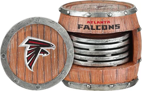 FOCO NFL Team Logo 5-Pack Barrel Beverage Drink Coaster Set