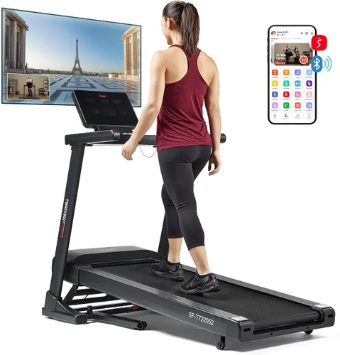 Sunny Health & Fitness Treadmill Elite Smart Auto Incline for Home Use, Wide Running and Walking Deck, Flex Shock Suspension with 300 LB Weight