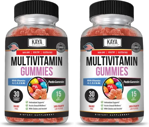 Miniatura 10 de Kaya Naturals Gomitas multivitamínicas para adultos, biotina, vitamina A, C y E, incluyendo zinc y vitamina B-12, ácido fólico, sabor a fresa