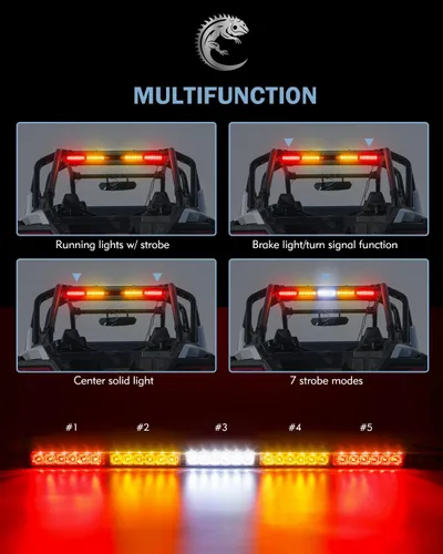 Miniatura 2 de Barra de luz LED estroboscópica de 30 pulgadas para UTV con soporte de montaje para jaula de protección de 1.75"-2" Luz de persecución trasera