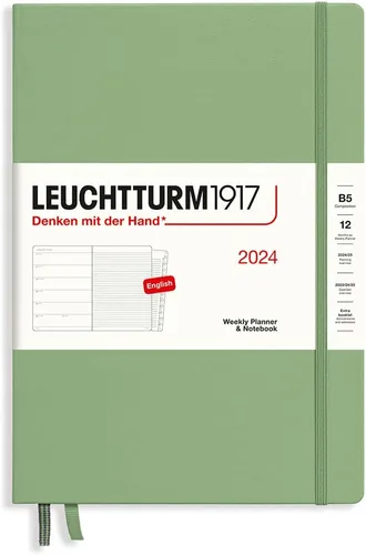 Miniatura 17 de LEUCHTTURM1917 - Agenda semanal y cuaderno 2024 con folleto adicional, tapa dura, composición (B5), verde (1 de enero - 31 de diciembre de 2024)