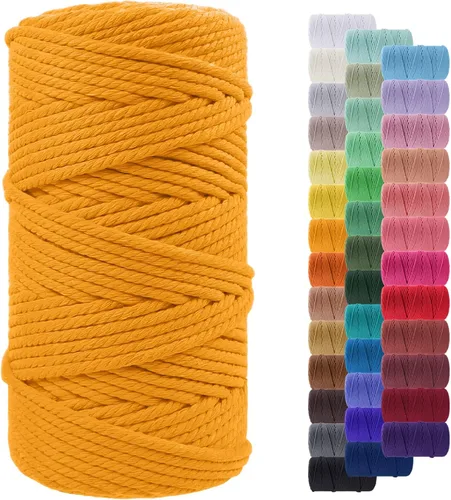 Miniatura 108 de Cuerda de macramé de 0.079 in para 219 yardas, cuerda de algodón natural para manualidades, hilo de cuerda de macramé de colores para colgar