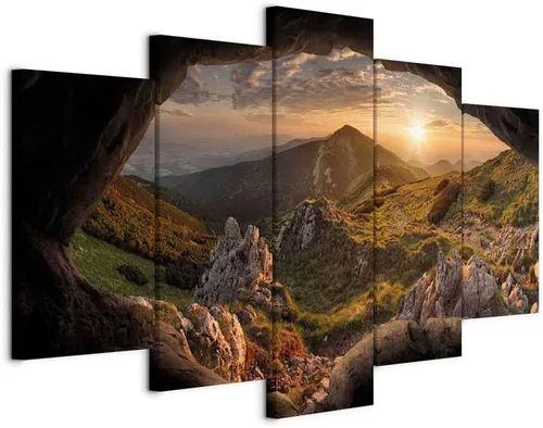 Miniatura 11 de artgeist Lienzo acústico para pared, diseño de montañas de la naturaleza, 80 x 40 pulgadas, 5 piezas con impresión de sonido de espuma acústica