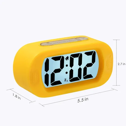 Miniatura 6 de Plumeet Reloj Despertador para Niños Grande Reloj Digital LCD de Viaje con Función de Repetición y Luz Nocturna - Sonido Ascendente y Tamaño de Mano