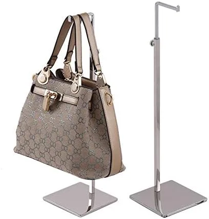 Miniatura 2 de Paquete de 2 soportes de metal para colgar bolsas de embrague, soporte de exhibición de altura ajustable para encimera minorista, soportes
