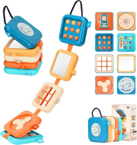 Tablero de actividades para niños de 1 año, juguetes de viaje para niños pequeños de 1 a 3 años en avión, tablero Montessori ocupado cubo ocupado,