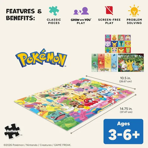 Miniatura 5 de Buffalo Games Rompecabezas de Pokémon, paquete de 4, 500 piezas cada uno, multicolor, incluye 4 pósters, actividad sin pantalla, regalo