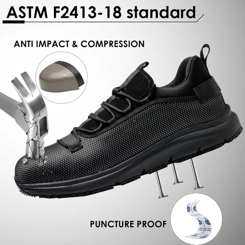 Miniatura 2 de ulogu Zapatos deportivos antideslizantes con punta de acero para hombre, impermeables, ligeros, cómodos, indestruables, de seguridad, para trabajo