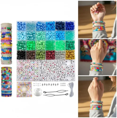 Miniatura 7 de HardyGuo - Cuentas de poni de 24 colores con letras para hacer pulseras de amistad, adecuadas para principiantes, como regalo