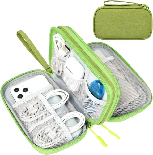 Miniatura 35 de FYY Organizador electrónico, organizador de cables de viaje, bolsa de transporte para accesorios electrónicos, portátil, impermeable, doble capa