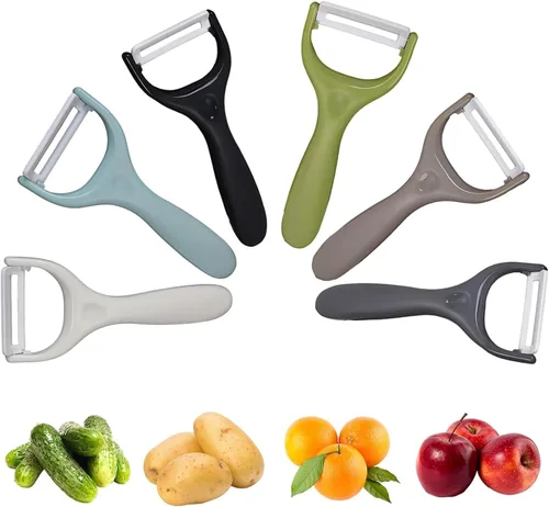 Trez Treamer Paquete de 6 peladores de verduras para cocina, pelador de cerámica seguro de patatas para manzana, verduras, zanahoria, fruta,