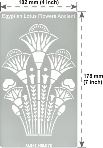 Miniatura 4 de Aleks Melnyk No.459 - Plantilla de metal, espirales, flores de loto egipcias antiguas, adorno, patrones, plantilla pequeña, 1 unidad, plantilla