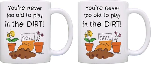 Miniatura 10 de Master Gardener Gifts You're Never Too Old to Play in Dirt - Regalos de jardinería para mujeres, taza de café de 11 onzas, taza de té, color blanco
