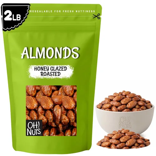 Miniatura 10 de Oh! Nuts Almendras tostadas sin sal, 2 libras, empaquetadas en bolsa con cierre de cremallera de Nueva York para una frescura excepcional