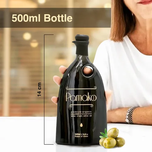 Miniatura 6 de Pamako Aceite de oliva orgánico de montaña monovarietal ultra premium 16.9 fl oz Cosecha 2021 Evoo orgánico prensado en frío de Grecia
