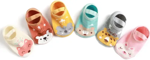 Miniatura 5 de Zumou Calcetines Antideslizantes con Agarre para Bebés Niñas Niños Tipo Pantufla 0-36 Meses 6 Pares