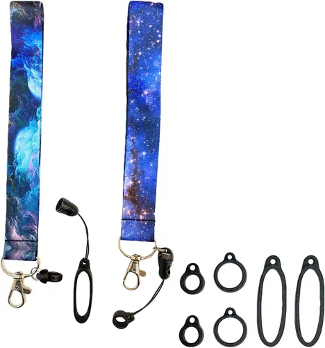 Juego de 8 cordones antipérdida con 2 correas de cordón para el cuello, 6 anillos de silicona antipérdida de diferentes tamaños Estilo Star Ocean