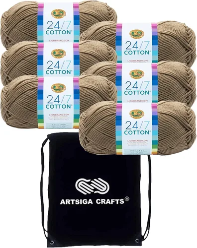 Miniatura 16 de Lion Brand 24/7 Algodón Rosa 761-101 (3 carretes - mismo lote de tinte) Hilado medio #4 de algodón para crochet y tejer con bolsa de proyecto