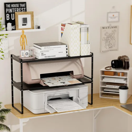 Miniatura 2 de SANNO Organizador de estantes de cocina expandibles, altura ajustable, gran apilable, armario de cocina, organizador de despensa y mostrador, Negro