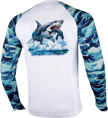Miniatura 37 de Palmyth - Camiseta de pesca para hombre, con manga larga, protección solar ultravioleta FPU 50+, con bolsillo