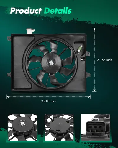 Miniatura 2 de SCITOO Conjunto de ventilador de refrigeración del condensador del radiador del motor compatible con Hyundai y para modelos Kia, para Elantra