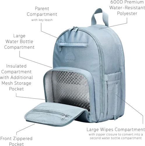 Miniatura 4 de uninni Mochila grande para pañales para mamás y papás–Bolsa de pañales para bebés con cambiador portátil, estuche de chupete extraíble - Negro