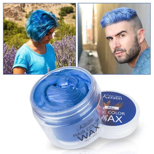 Miniatura 4 de Cera temporal para el cabello, color azul, cera de pintura de tinte para el cabello de Magic Master Keratin natural, lavable y temporal para niños