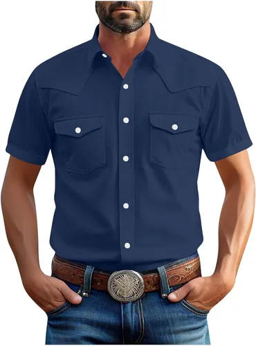 Miniatura 7 de Men's Short Sleeve Button Down Shirts Cargo Shirt Fashion Casual Summer Beach Shirts Business Work Basic Tee Tops