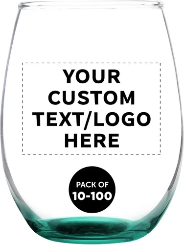 Miniatura 11 de DISCOUNT PROMOS Copas de vino personalizadas sin tallo, 9 onzas, juego de 10/50/100, paquete personalizado a granel, ideal para recuerdos de boda