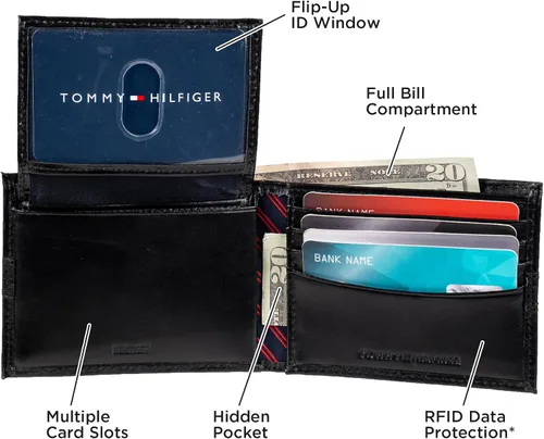 Miniatura 8 de Tommy Hilfiger Billetera plegable clásica para hombre con ventana de identificación y múltiples ranuras para tarjetas