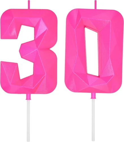 Miniatura 148 de DERVENTA Velas de cumpleaños con números grandes, 3D, color rosa, 3.7 pulgadas, decoración para tartas de fiesta, 1 pieza (número 3 rosa)