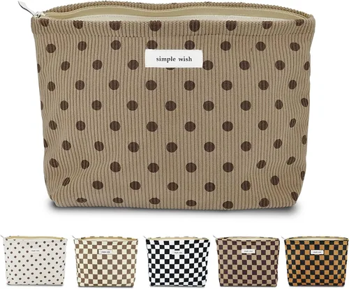 Miniatura 20 de Sminra Bolsa de Maquillaje Bolsa de Cosméticos Bolsa de Aseo de Lona Preppy para Mujeres Linda Bolsa con Cremallera Organizador Accesorios de Viaje